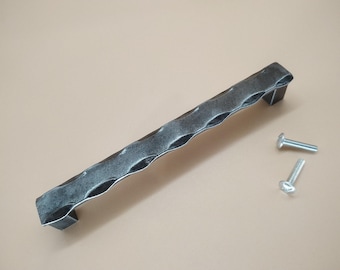 Hand-Forged Steel Drawer Pull: Industrial Cabinet Handle