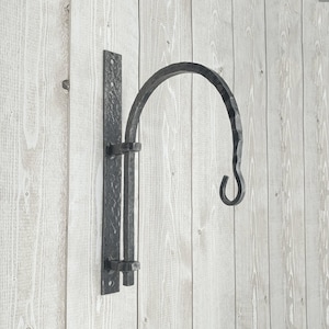 Hand Forged Wrought Iron Wall Hook: Rustic Lantern, Plant Hanger