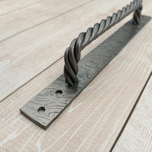 Hand-Forged Twisted Wrought Iron Pull Handle: Barn Door, Gate, or Furniture