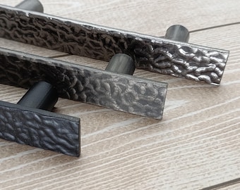 Hand-Forged Wrought Iron Drawer Pull: Blacksmith Loft Style Handle