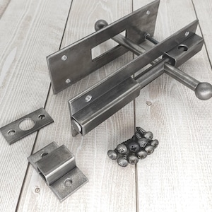 Handmade Steel Gate Latch with Padlock Hole: Rustic Barn Door Lock