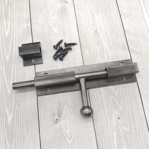 Heavy Duty Steel Slide Bolt – Barn Door Latch Without Padlock Loops, Industrial Lock for Shed, Garage or Gate