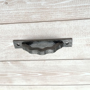 Hand-Forged Iron Drawer Pull: Rustic Cabinet Handle with Lacquer