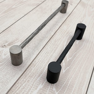 Hand Forged Rebar Drawer Pulls: Industrial Steel Cabinet Handles