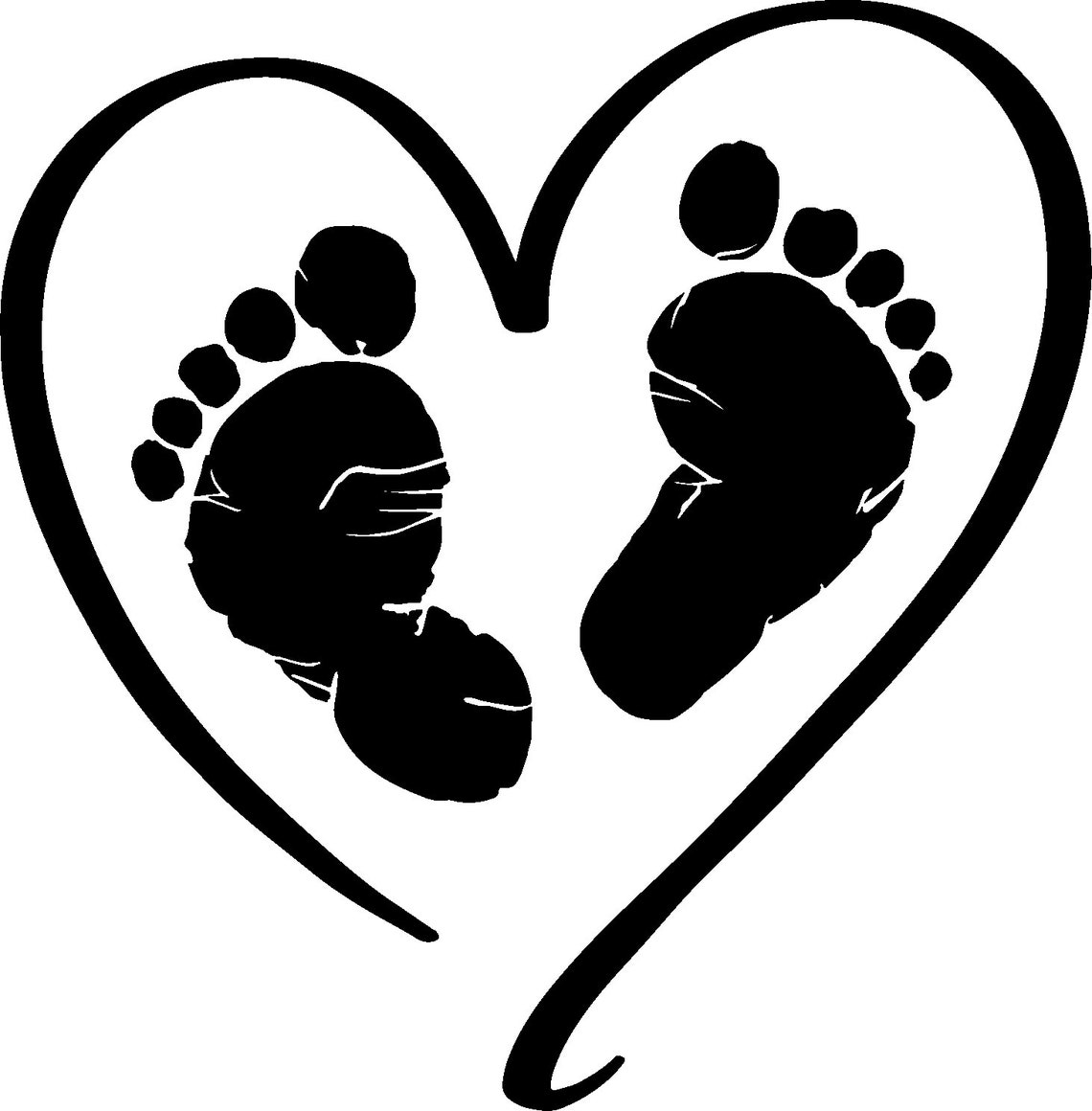 Detailed Baby Footprint Black Baby Feet Heart SVG Instant - Etsy