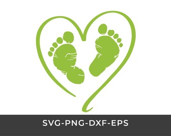 Vector detallado de huella de bebé verde del Grinch con forma de corazón (svg, png, eps, dxf) Descarga digital
