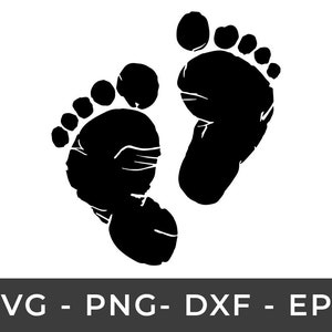 Detailed Baby Footprint Black, Detailed Baby Feet SVG Instant Download SVG, PNG, eps, dxf, digital download
