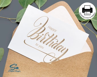 Printable Birthday Card: Elegant Script Design (PDF)