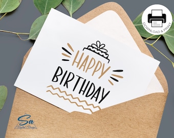 Printable Birthday Card: Modern Cake Design (PDF)