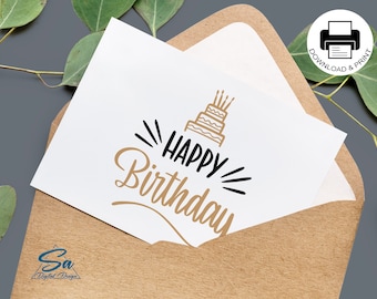 Printable Birthday Card: Cake Design (PDF)