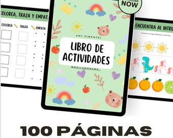 Libro de Actividades, 100 páginas de actividades para niños pequeños, práctica de escritura, hojas de trabajo para niños, imprimibles