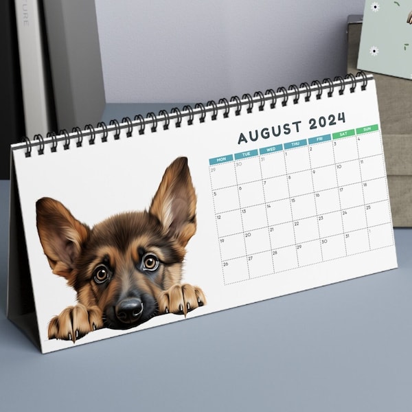 Dog Calendar, Peeking Dog Desk Calendar, Calendar for 2024, Dog Desk Calendar, Gift Giving Idea, Host Gift