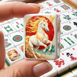 Horse Mahjong Tiles Set - Equestrian Themed Game Pieces for Board Gaming Collection, best selling mahjong set
