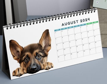 Dog Calendar, Peeking Dog Desk Calendar, Calendar for 2024, Dog Desk Calendar, Gift Giving Idea, Host Gift