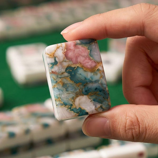 Marble American Mahjong Tiles Set - Stone Gaming Pieces for Mahjong Players