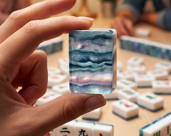Blue Ocean Acrylic Mahjong Set – 166 Pieces with Jokers, Game Night Fun