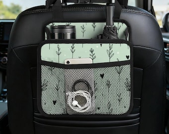 Green Floral Car Seat Storage Bag Organizer Pocket for Auto Travel Kids Baby Accessories