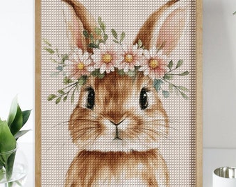 Bunny Diamond Painting Kit: DIY Mosaic Art With Flower Crown for