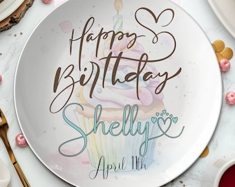 Happy Birthday Plate, Cupcake Bday Plate, Gift Giving Idea, Bestfriend Gift Idea, Thoughtful Gift Idea