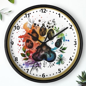 Colorful Paw Print Wall Clock: Numbered Timepiece for Pet Lovers - Charming Home Decor Gift
