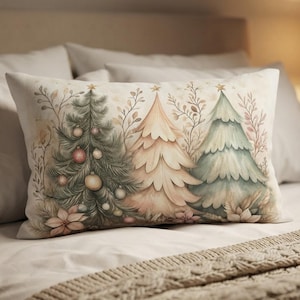 Christmas Lumbar Pillow, Polyester Cushion with Removable Insert and Double-Sided Print