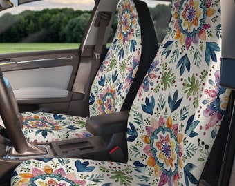 Boho Floral Car Seat Covers: Decorative Protection for Drivers & Cottage core Enthusiasts