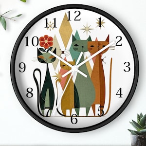 Retro Wooden Cat Wall Clock: Silent Timepiece for Whimsical Home Decor