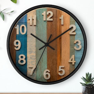 Rustic Wooden Wall Clock: Farmhouse Kitchen Decor, 10"