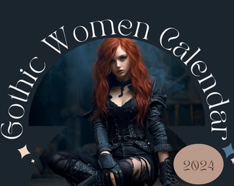 Gothic Women Calendar, Wall Calendars 2024, Women Calendar, Home Decor, Wall Decor, 2024 Calendar, Host Gift