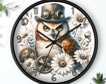 Owl Wall Clock, Steampunk Owl Clock, Steampunk Clock, Cute Wall Clock, Gift Giving Idea, Thoughtful Gift Idea, Bestfriend Gift Idea