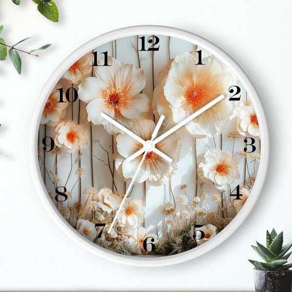 Flower Wall Clock, Bright Flower Clock, Chic Flower Clock,  Gift Giving Idea, Clock with Number, Useful Gift Idea