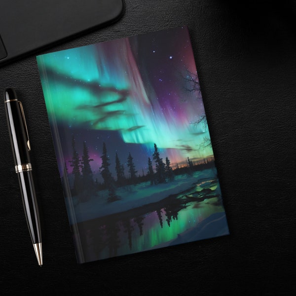 Diario de auroras boreales, Cuaderno de auroras boreales, Diario único, Cuaderno único, Regalo de anfitrión