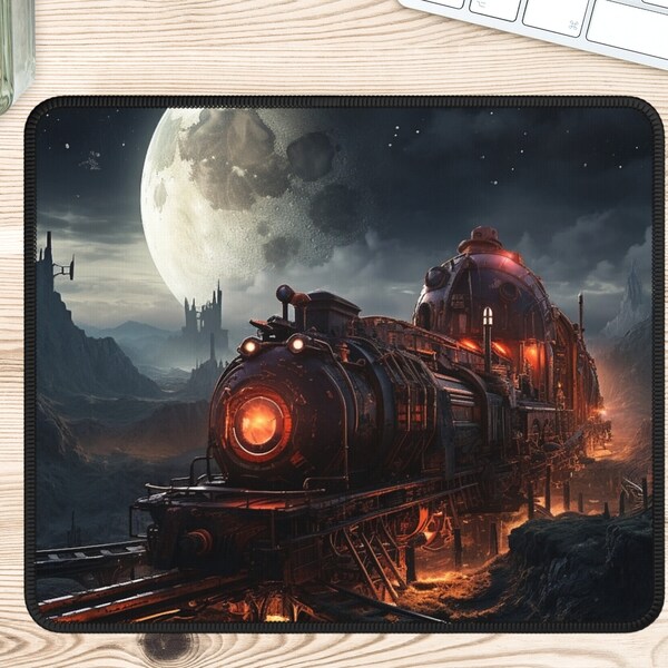 Steampunk Mouse Pad, Train Mouse Pad, Gamer Mouse Pad, Steampunk Pad, Steampunk Desk Pad