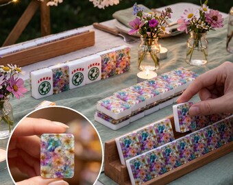 Floral American Mahjong Tiles – Acrylic Game Set with Vibrant Flower Designs