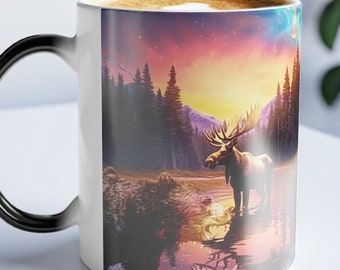 Elch Morphing Becher, Bär Morphing Becher, Natur Morphing Becher, Farbwechsel Becher, Geschenkidee