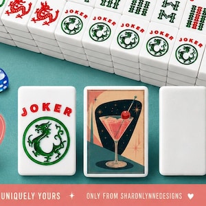Retro Martini Mahjong Tiles Set – 166-Piece American Mahjong with Jokers