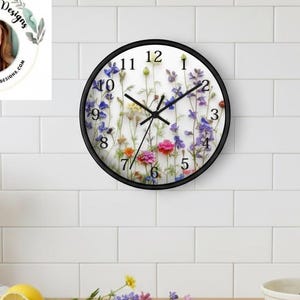 Floral Minimal Wall Clock Modern Round Silent Home Decor Living Room Kitchen Office