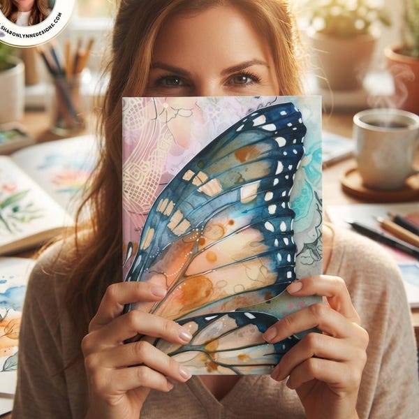 Diario de alas de mariposa: Cuaderno de regalo para una amiga, cuaderno de bocetos inspirador, papelería azul