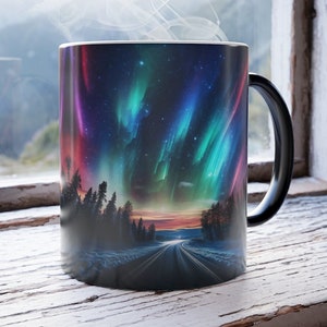 Taza de auroras boreales, taza que cambia de color, 11 oz. Taza, Taza de Café Aurora, Taza de Café Mágica, Taza Mágica, Regalo de Anfitrión