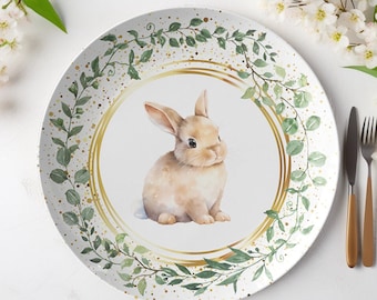 Vintage Bunny Plates, Bunny Dinner Plates, Cute Bunny Plates, Dinner Plates, Dinner Plate Setting