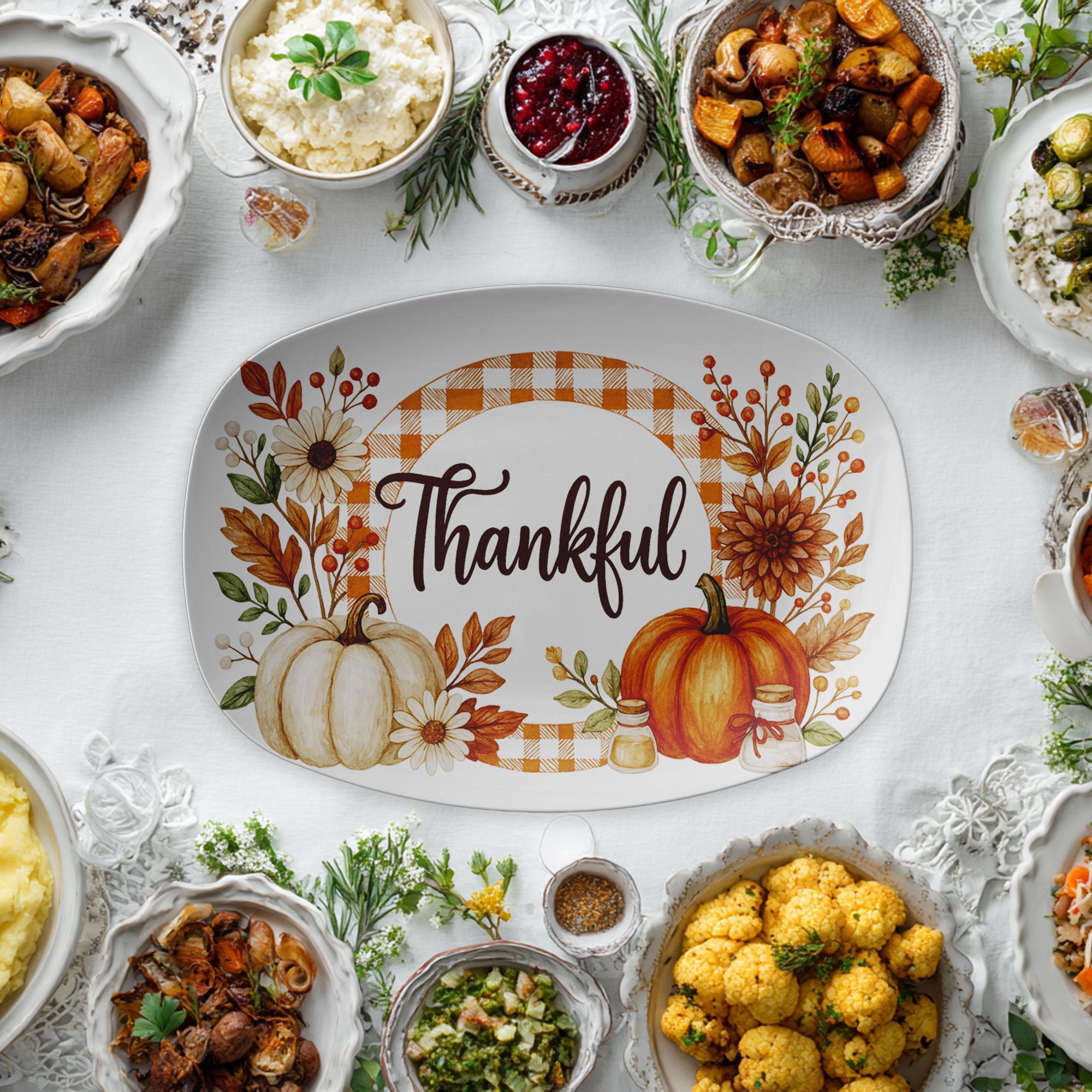 Festive Autumn Serving Dish: Large ThermoSaf Turkey Platter for Thanksgiving Dinner Gatherings