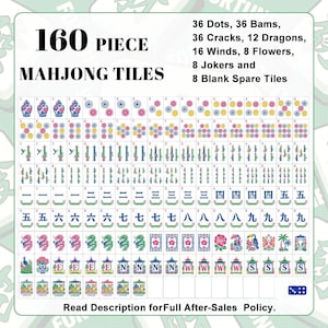 Turquoise Tide American Mahjong Tiles (Traditional Porcelain Style) image 7