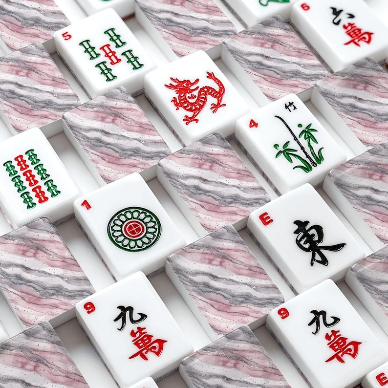 Pink Marble American Mahjong Tiles - Complete Game Set for Table Gaming & Family Entertainment image 2