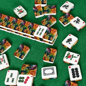 Bright Floral American Mahjong Tiles Set, Colorful Acrylic Tile Game, Vibrant Flower Pattern image 8