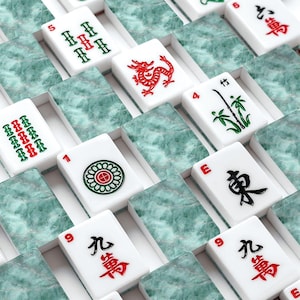 Green Marble American Mahjong Tiles – Acrylic Chinese Board Game Set image 2