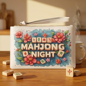 Torebka kopertówka z kwiatowymi kafelkami mahjonga | Torebka na nadgarstek Game Night zdjęcie 3