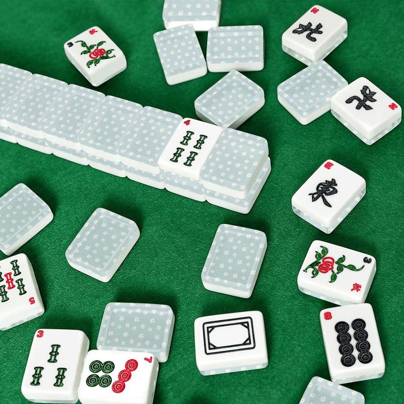Jeu de tuiles de mahjong américain Daisy - Pièces de jeu au design floral pour jouer au mah-jong traditionnel image 3