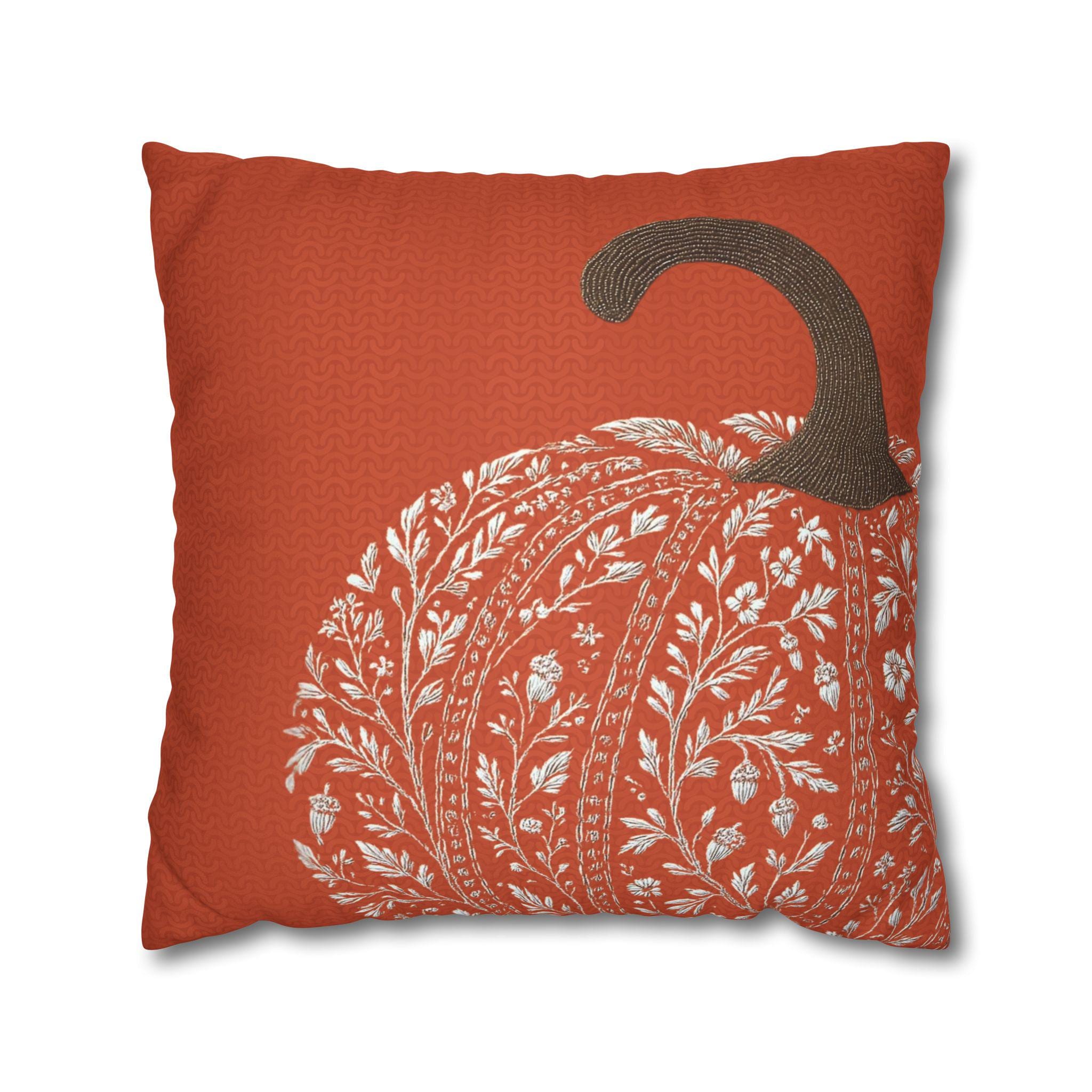 Autumn Pumpkin Square Pillowcase: Cozy Farmhouse Accent for Fall Home Decor, Seasonal Cushion Cover - Thumbnail 6