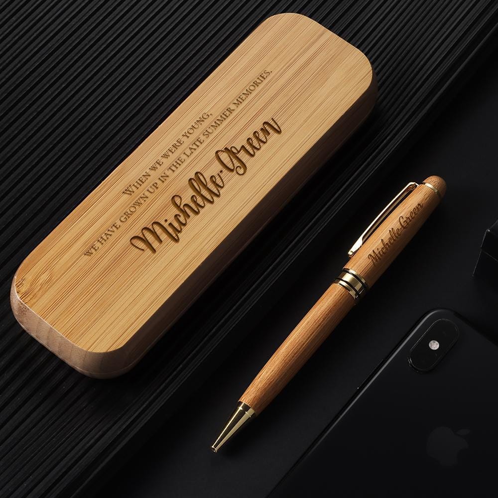 Personalized Engraved Wooden Pen Set in Wood Case - Customized ...