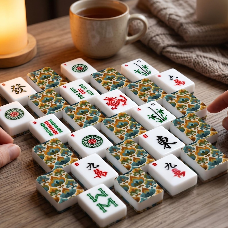 Juego de fichas de mahjong retro americano / 166 piezas de acrílico, ideal para una noche de juegos. imagen 1
